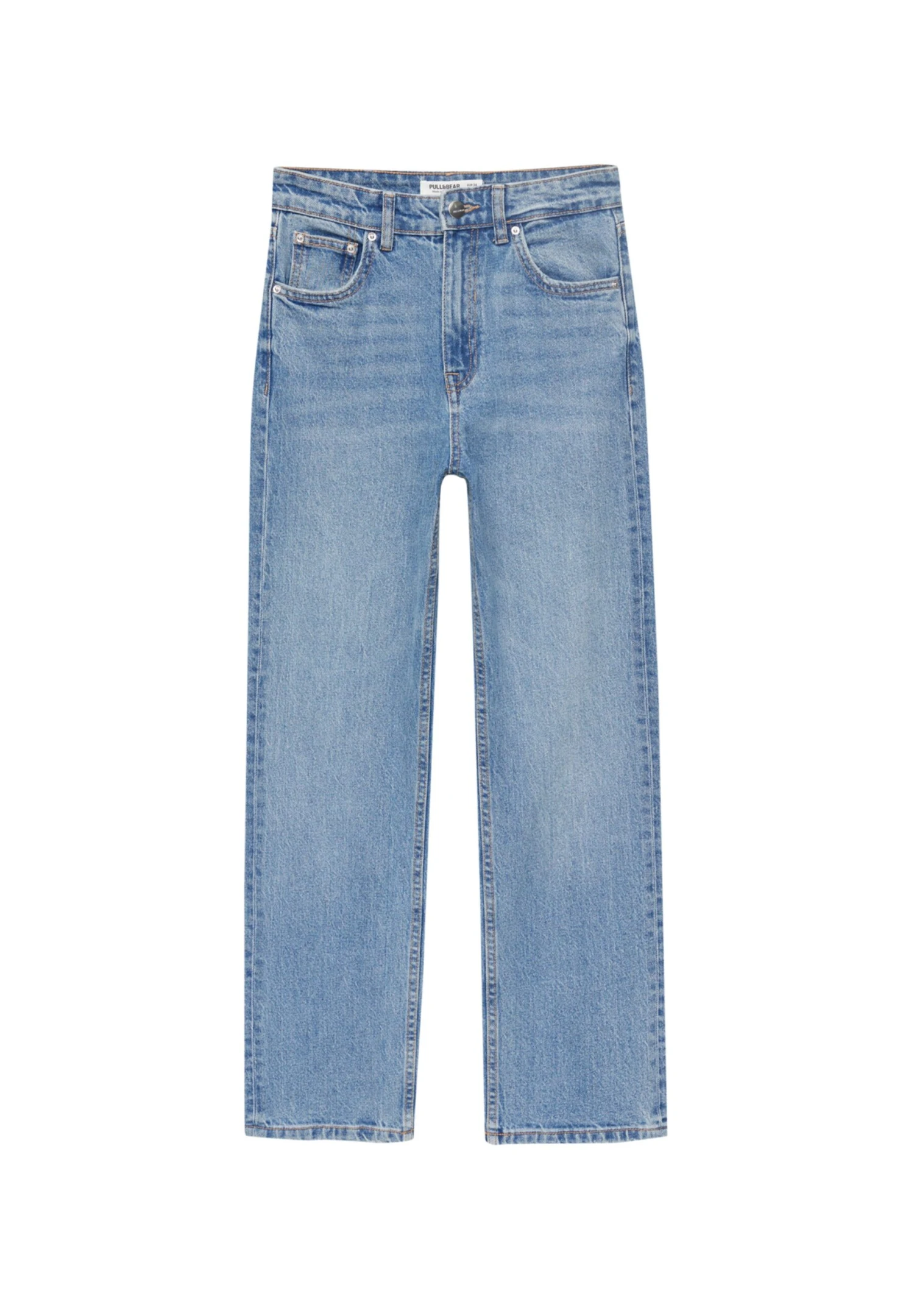 PULL & BEAR High Waist - Straight Leg Jeans - Stone Blue Denim 6 PULL & BEAR High Waist - Straight Leg Jeans - Stone Blue Denim - Afbeelding 6