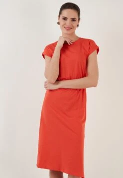 LELA Short Sleeve Midi - Jurk - Brick Red -Geselecteerde Modieuze Dameskledingwinkels a104e0761a2f48eab030ed8cc7355f59